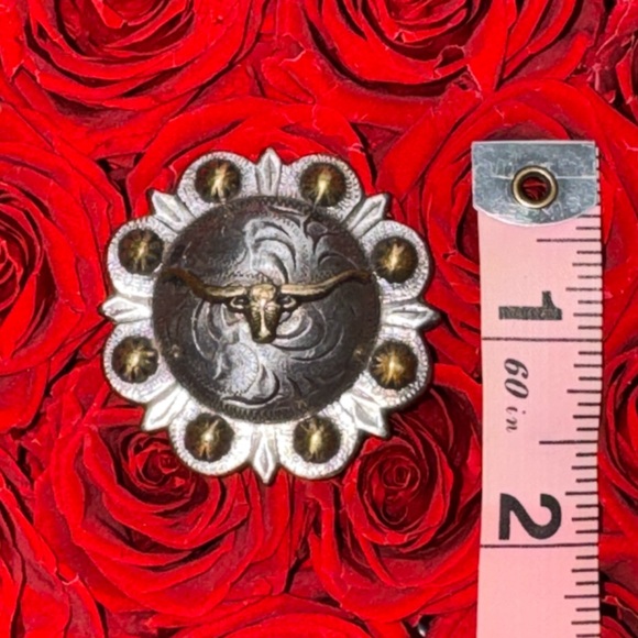 Southwestern Longhorn Concho Screw-Back | Western Belt/Bag Accessory Gorgeous - Picture 5 of 5